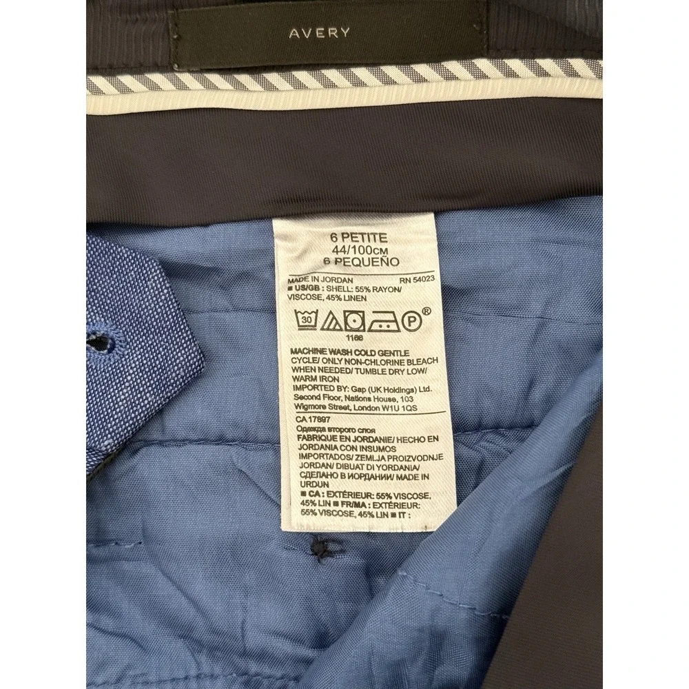 Banana Republic Avery Blue Crop Pants Size 6 Petite Rayon Linen Blend Trousers